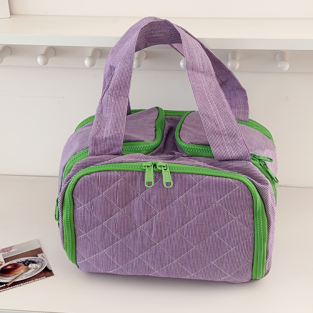 Travel Accessories Organizer Bag - 大容量のハンドバッグ型メイクブラシ収納ケース。複数のファスナー付きポケットと、ブラシを個別に収納できる仕切りが付いており、旅行に最適。