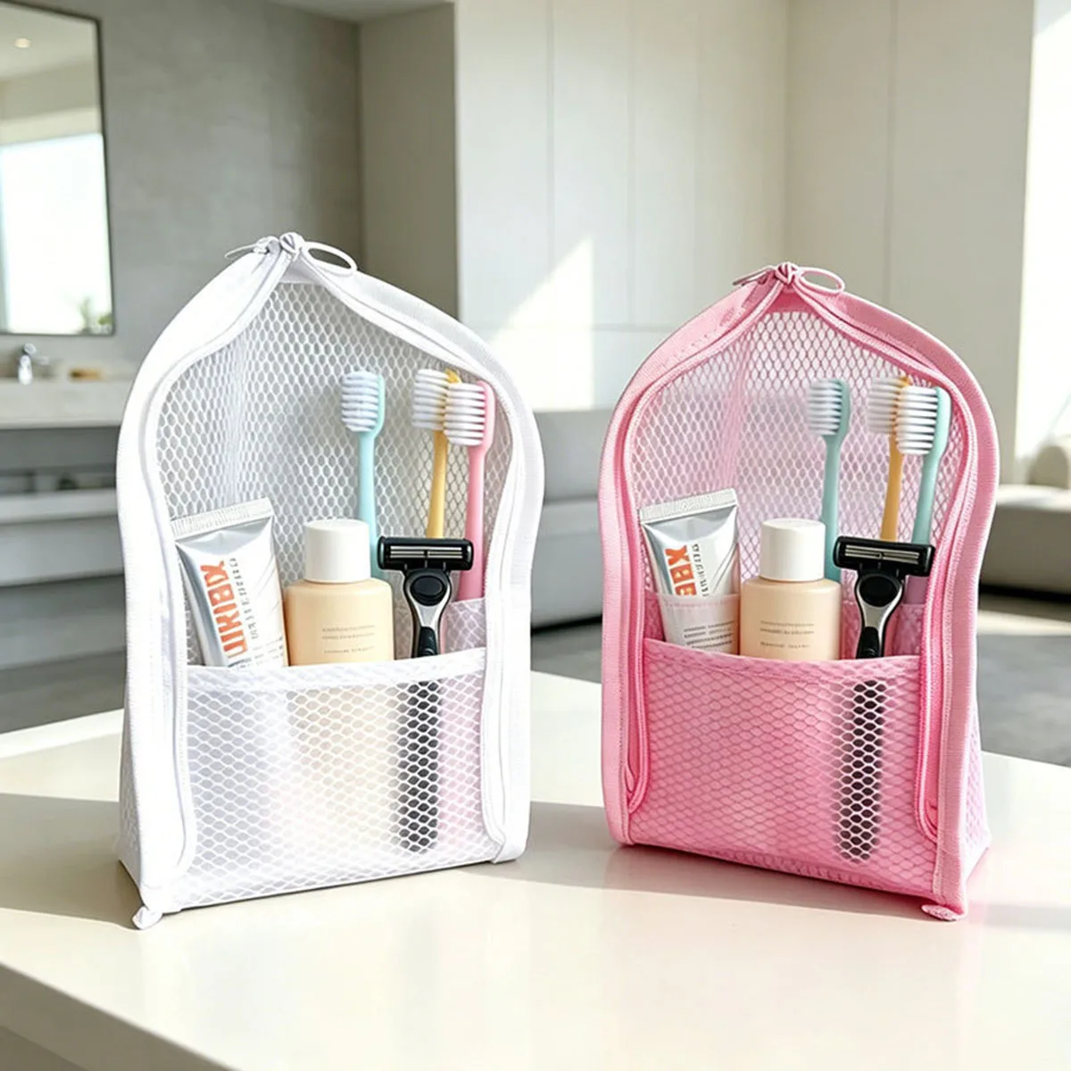 旅行用メッシュ製トイレタリーバッグ - 通気性・速乾性・防カ - Travel Accessories Organizer Bag のレビューと価格