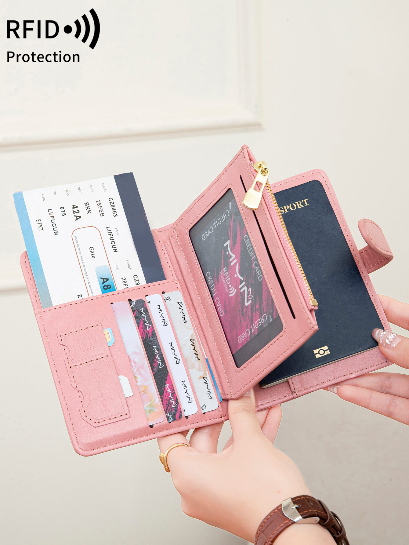 多機能RFID盗難防止ブラシ付きパスポートバッグ、ファッショ - Travel Accessories Wallet のレビューと価格